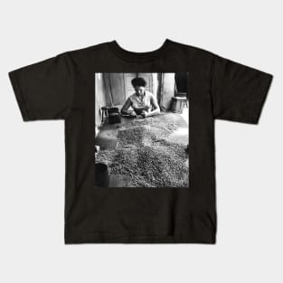 Vintage Photo of Woman Sorting Coffee Kids T-Shirt